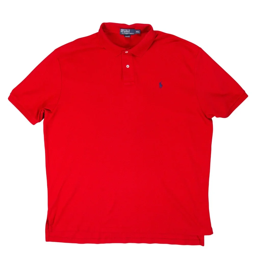 Lot of 2 Vintage Polo Ralph Lauren Mens 2XL Polo Shirts‎ Yellow Red Short Sleeve